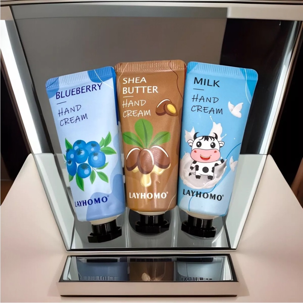 Layhomo Mini Hand Cream- Set Of 3-Milk, Blueberry, Shea Butter (0.12 fl oz Ea)